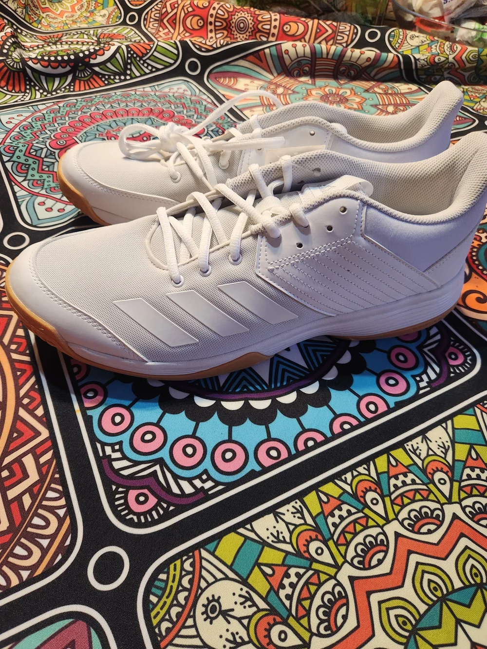 adidas White Athletic Shoes with Gum Outsole